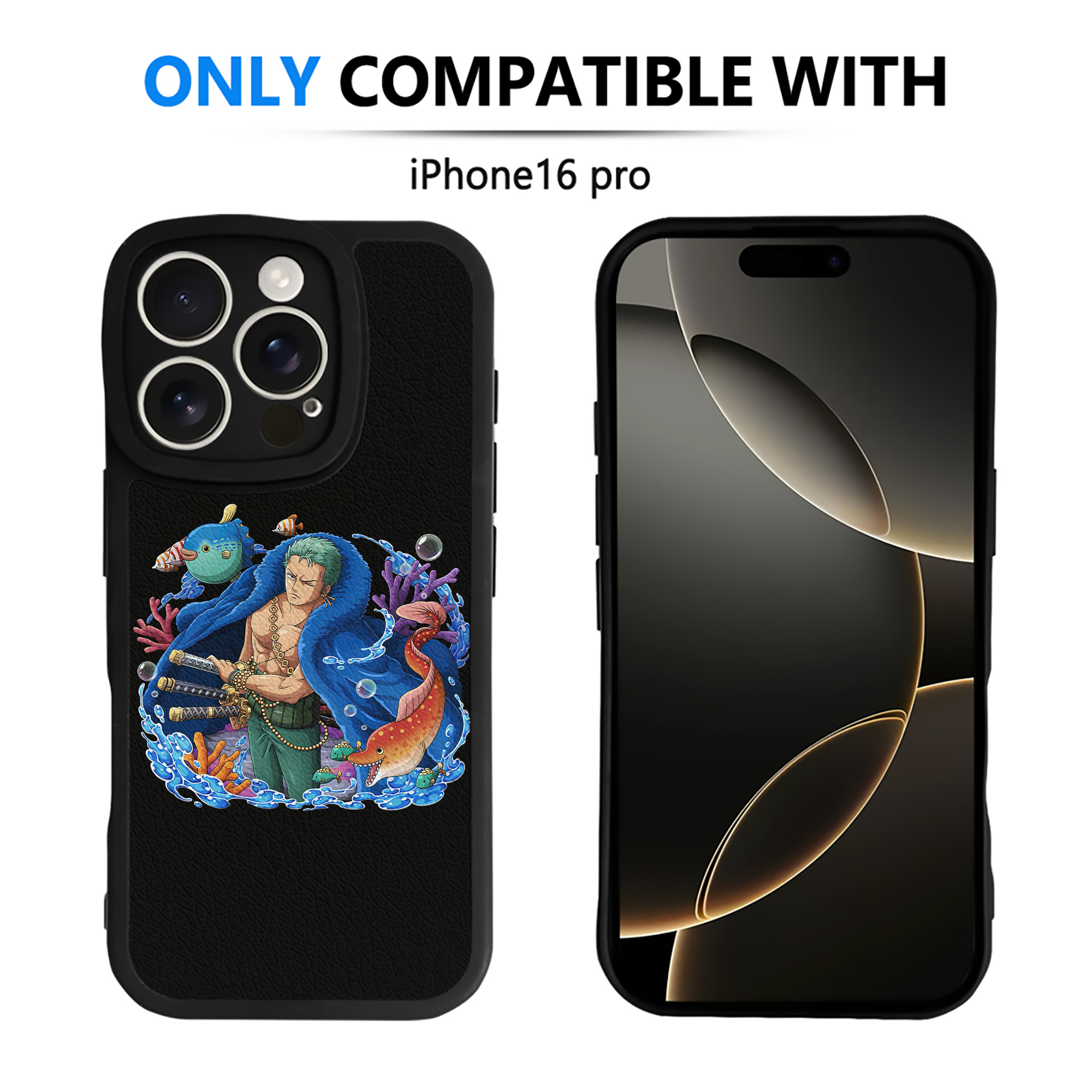 （画像用） ワンピース ロロノア・ゾロ ONE PIECE Roronoa Zoro 【iPhone 16シリーズ対応】シリコンスマホケース（レザー調） 材質：シリコン